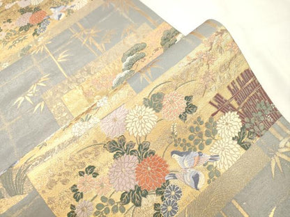 平和屋本店▼西陣　志都香謹製　六通柄袋帯　唐織　作家物　琳派　本金箔　正絹　逸品　CABL4643dy