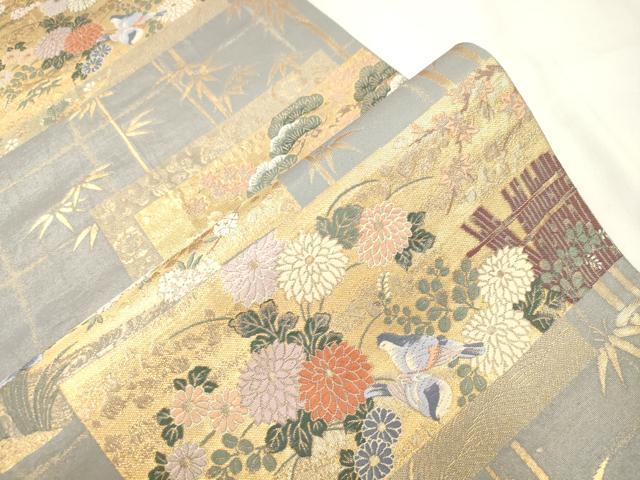 平和屋本店▼西陣　志都香謹製　六通柄袋帯　唐織　作家物　琳派　本金箔　正絹　逸品　CABL4643dy