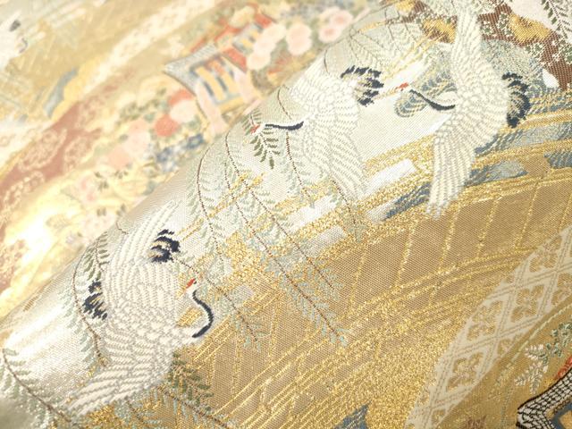 平和屋本店▼六通柄袋帯　京の地紙集　本金箔　正絹　逸品　CABL4645dy