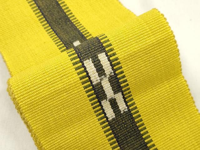 平和屋着物●沖縄県伝統工芸品　八重山ミンサー　手織り　男性　角帯　幾何学文　一重帯　綿　逸品　CABL4660dy
