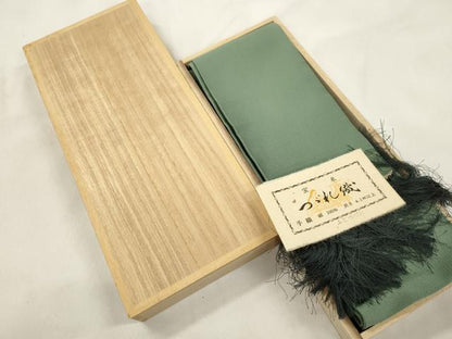 平和屋着物●男性　爪掻き本綴れ　角帯　つづれ織　若葉色　近賢織物謹製　共箱付き　正絹　逸品　未使用　CABL4690dy