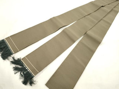 平和屋着物●男性　爪掻き本綴れ　角帯　肥後煤竹色　共箱付き　正絹　逸品　未使用　CABL4692dy