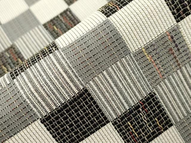平和屋着物●両面　六通柄袋帯　泥染　格子柄　金糸　正絹　逸品　CABL4701dy