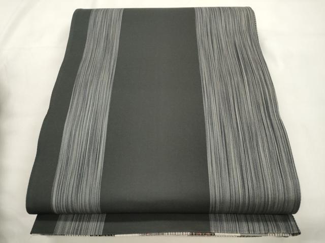 平和屋着物●両面　六通柄袋帯　泥染　格子柄　金糸　正絹　逸品　CABL4701dy