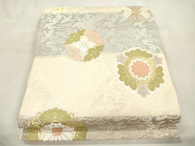 平和屋着物●六通柄袋帯　唐織　花鳥文　正絹　逸品　CABL4703dy