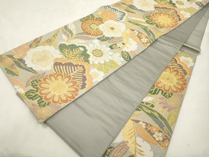 平和屋着物●六通柄袋帯　松草花文　金銀糸　正絹　逸品　CABL4704dy