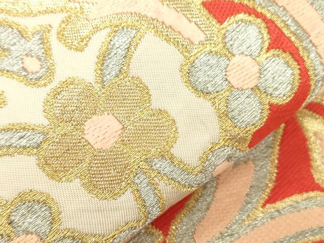 平和屋着物●西陣　川島織物　六通柄　本袋帯　幾何学花文　金銀糸　正絹　逸品　CABL4711dy