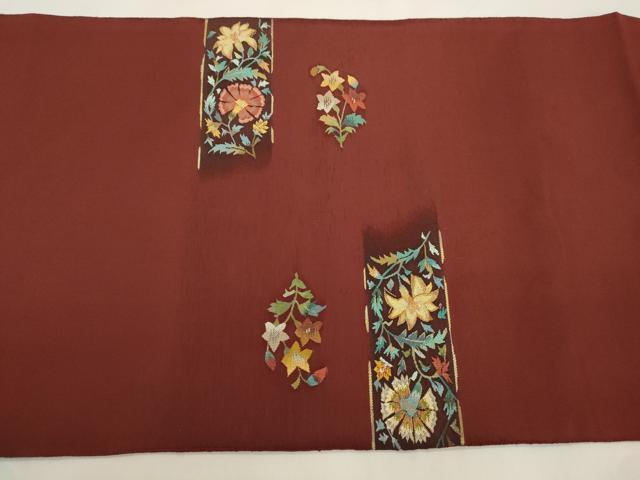 平和屋着物●太鼓柄袋帯　すくい織　草花文　金糸　正絹　逸品　CABL4713dy