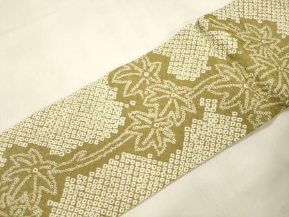 平和屋着物●名門　藤娘きぬたや・総絞り　九寸名古屋帯　草花文　正絹　逸品　CABL4716dy