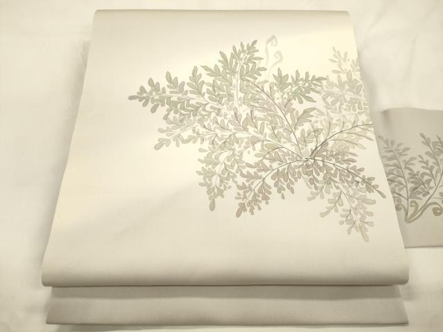 平和屋着物●三浦逸鬼　塩瀬　九寸名古屋帯　手描き　草木文　正絹　逸品　CABL4718dy