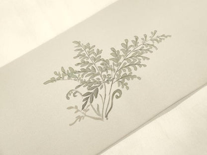 平和屋着物●三浦逸鬼　塩瀬　九寸名古屋帯　手描き　草木文　正絹　逸品　CABL4718dy