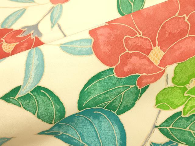 平和屋着物●塩瀬　全通柄九寸名古屋帯　草花文　正絹　逸品　CABL4719dy