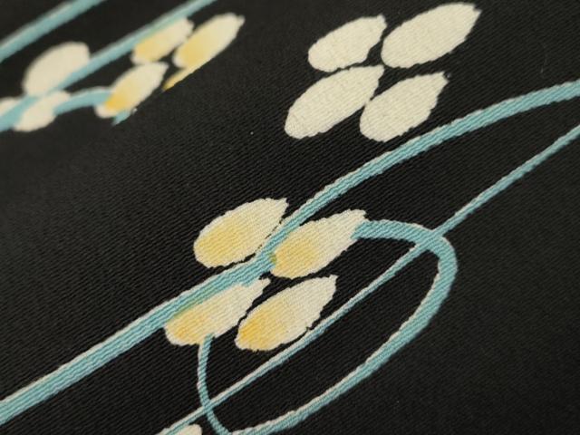 平和屋着物●全通柄九寸名古屋帯　舞花文　黒地　金彩　正絹　逸品　CABL4721dy