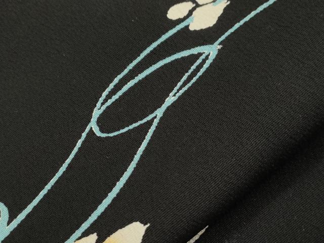 平和屋着物●全通柄九寸名古屋帯　舞花文　黒地　金彩　正絹　逸品　CABL4721dy