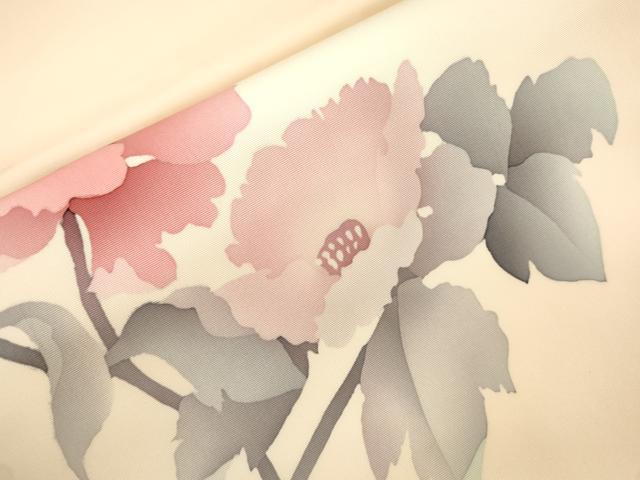 平和屋着物●塩瀬　九寸名古屋帯　作家物　ろうけつ染め　草花文　正絹　逸品　CABL4722dy