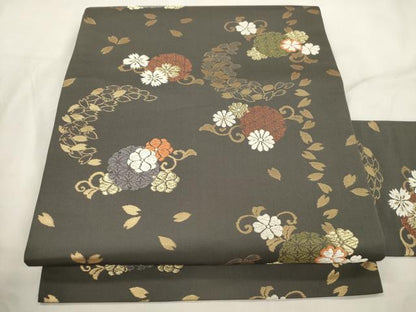 平和屋着物●九寸名古屋帯　唐織　舞花文　金糸　正絹　逸品　CABL4723dy