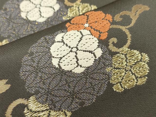 平和屋着物●九寸名古屋帯　唐織　舞花文　金糸　正絹　逸品　CABL4723dy