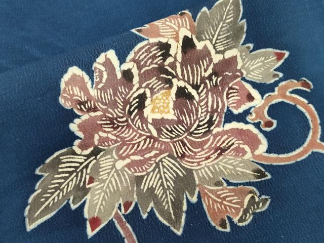 平和屋着物●九寸名古屋帯　型染め　草花文　正絹　逸品　CABL4730dy