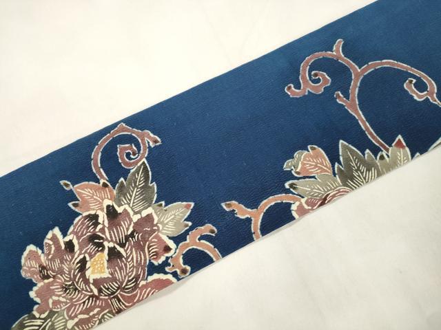 平和屋着物●九寸名古屋帯　型染め　草花文　正絹　逸品　CABL4730dy