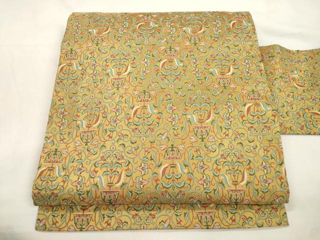 平和屋着物●全通柄九寸名古屋帯　東欧織文　花鳥文　金糸　正絹　逸品　CABL4731dy