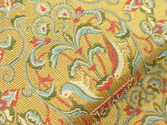 平和屋着物●全通柄九寸名古屋帯　東欧織文　花鳥文　金糸　正絹　逸品　CABL4731dy