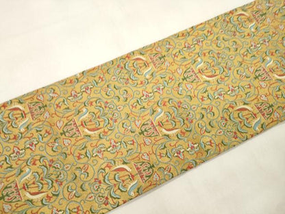 平和屋着物●全通柄九寸名古屋帯　東欧織文　花鳥文　金糸　正絹　逸品　CABL4731dy