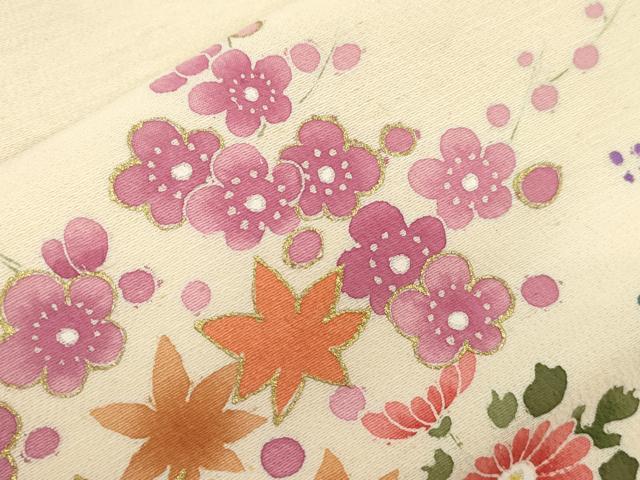 平和屋着物▼九寸名古屋帯　花籠文　金彩　正絹　逸品　CABL4733dy