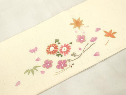 平和屋着物▼九寸名古屋帯　花籠文　金彩　正絹　逸品　CABL4733dy