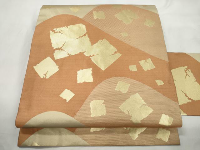 平和屋着物●西陣　川島織物　九寸名古屋帯　破れ色紙文　金彩　正絹　逸品　CABL4735dy