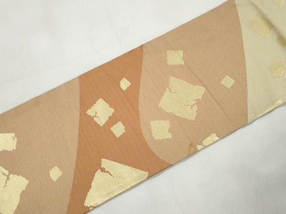 平和屋着物●西陣　川島織物　九寸名古屋帯　破れ色紙文　金彩　正絹　逸品　CABL4735dy