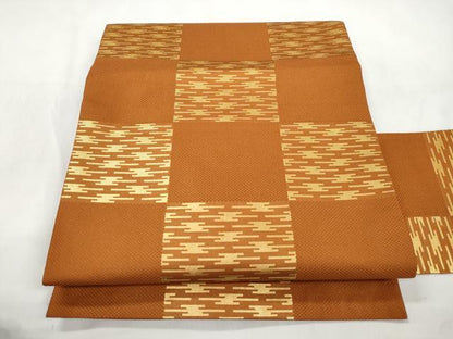 平和屋着物●西陣　川島織物　九寸名古屋帯　市松文様　正絹　逸品　CABL4736dy