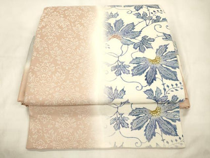 平和屋着物▽ワンタッチつけ帯　スリーシーズン　春夏秋　型染め　草木文　正絹　逸品　CABL4746dy
