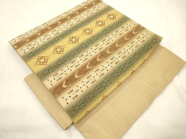 平和屋着物●首里花織　つけ帯　横段幾何学文　正絹　逸品　CABL4747dy