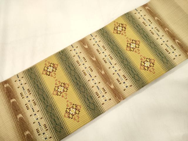 平和屋着物●首里花織　つけ帯　横段幾何学文　正絹　逸品　CABL4747dy