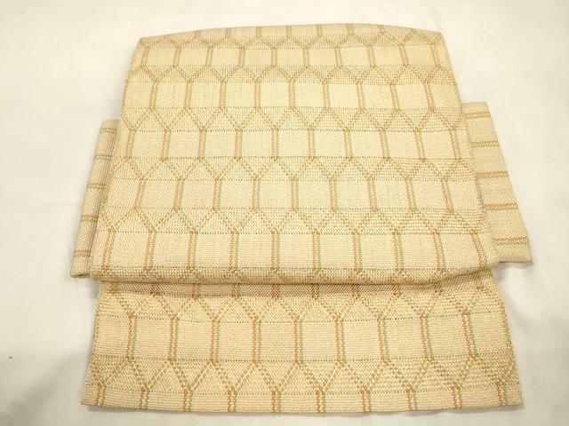 平和屋着物●つけ帯　組織　亀甲文　金糸　正絹　逸品　CABL4751dy