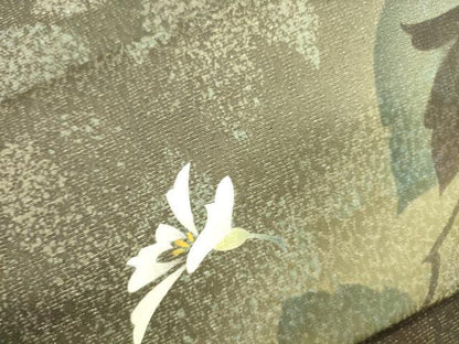 平和屋着物●つけ帯　草花文　銀通し地　正絹　逸品　CABL4753dy