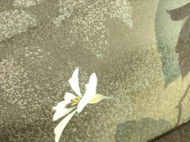 平和屋着物●つけ帯　草花文　銀通し地　正絹　逸品　CABL4753dy