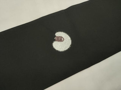 平和屋着物●塩瀬　つけ帯　動物文　黒地　金銀彩　正絹　逸品　CABL4754dy