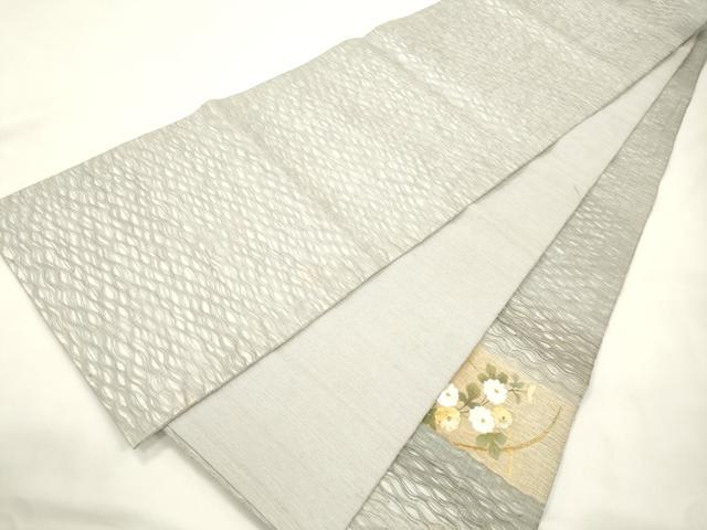 平和屋着物▽太鼓柄袋帯　スリーシーズン　春夏秋　櫛織　刺繍　草花文　金銀彩　正絹　逸品　CABL4758dy