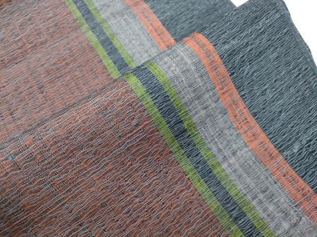 平和屋着物▽全通柄袋帯　スリーシーズン　春夏秋　櫛織　縞　上代28万　正絹　逸品　CABL4766dy