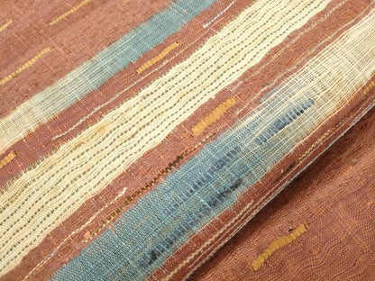 平和屋着物▽太鼓柄袋帯　スリーシーズン　春夏秋　櫛織　横段文　正絹　逸品　CABL4767dy