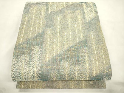 平和屋着物▽六通柄袋帯　スリーシーズン　春夏秋　草木文　金糸　正絹　逸品　CABL4768dy