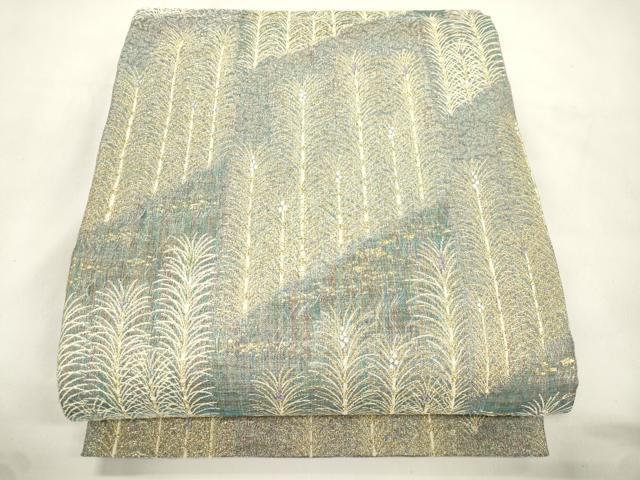 平和屋着物▽六通柄袋帯　スリーシーズン　春夏秋　草木文　金糸　正絹　逸品　CABL4768dy
