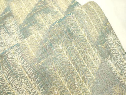 平和屋着物▽六通柄袋帯　スリーシーズン　春夏秋　草木文　金糸　正絹　逸品　CABL4768dy