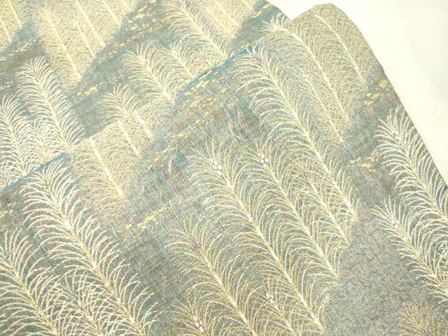 平和屋着物▽六通柄袋帯　スリーシーズン　春夏秋　草木文　金糸　正絹　逸品　CABL4768dy