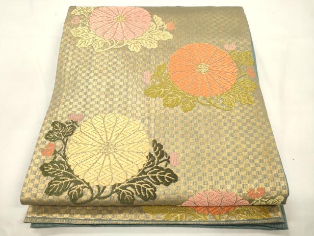 平和屋着物▽紋屋井関　御寮織　六通柄袋帯　スリーシーズン　春夏秋　唐織　草花文　正絹　逸品　CABL4769dy