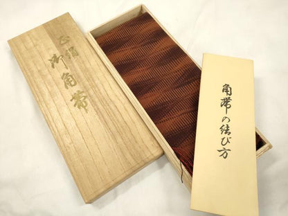 平和屋着物●男性　本場筑前博多織　角帯　幾何学文　共箱付き　正絹　逸品　CABL4772dy