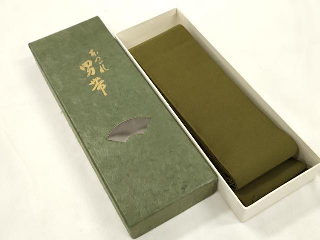 平和屋着物●男性　爪掻き本綴れ　角帯　璃寛茶色　共箱付き　正絹　逸品　CABL4773dy