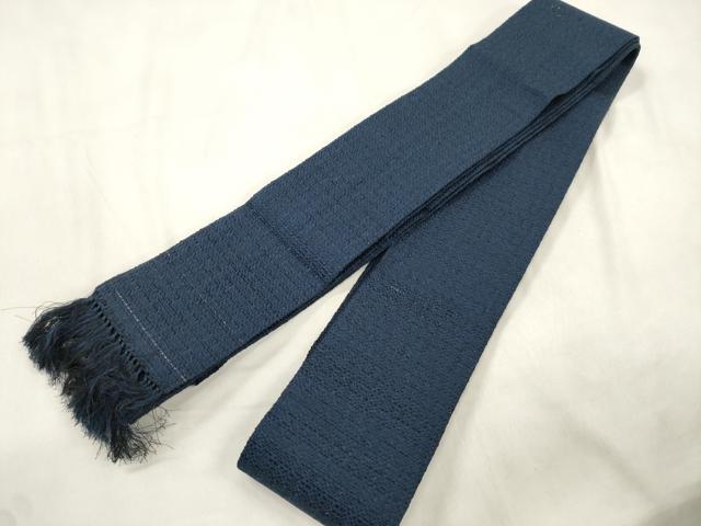 平和屋着物●男性　本場筑前博多織　角帯　濃紺地　正絹　逸品　CABL4791dy