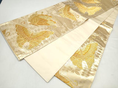 平和屋本店▼六通柄袋帯　松藤蝶舞　本金箔　正絹　逸品　CABL4801hy